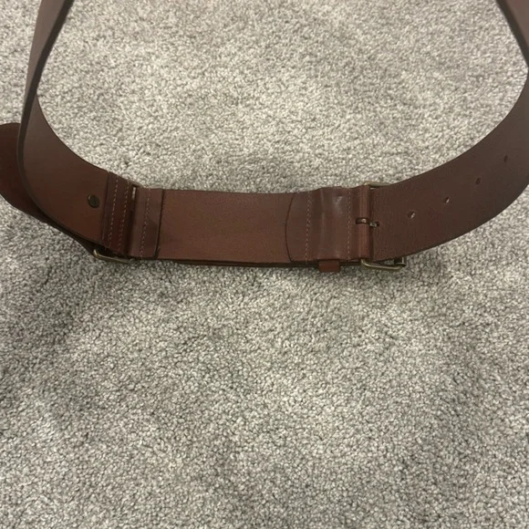 Vintage BURBERRY Brown Adjustable Womens Leather Belt Equestrian Wide - Picture 5 of 10